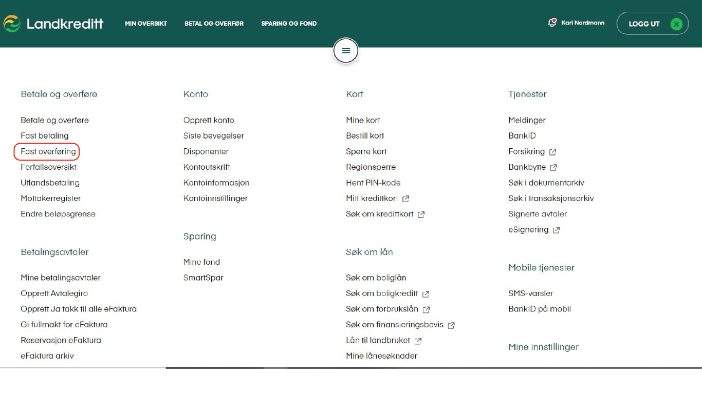 Velg Fast overføring